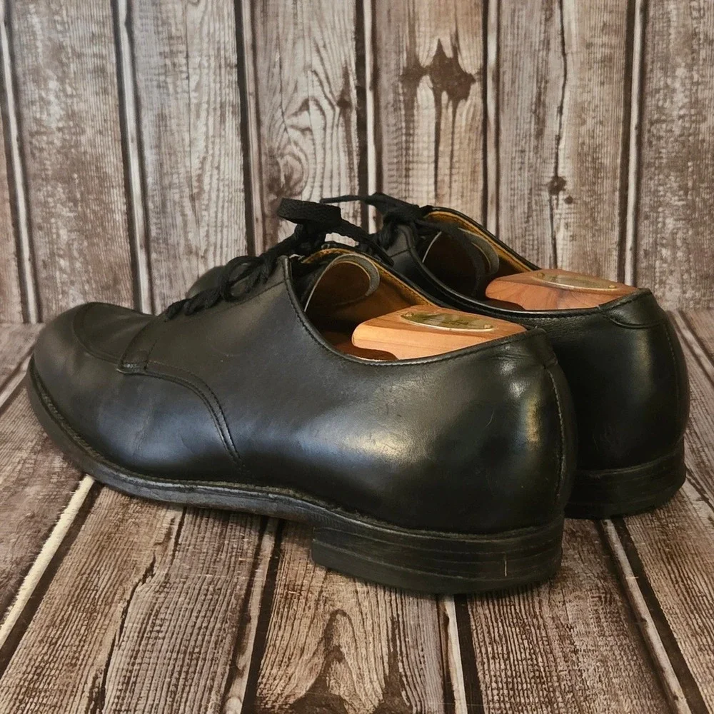 Sz 12 AA/ B Mens Alden 67 Black Calfskin‎ V-Tip Blucher Split Toe Dress Shoes